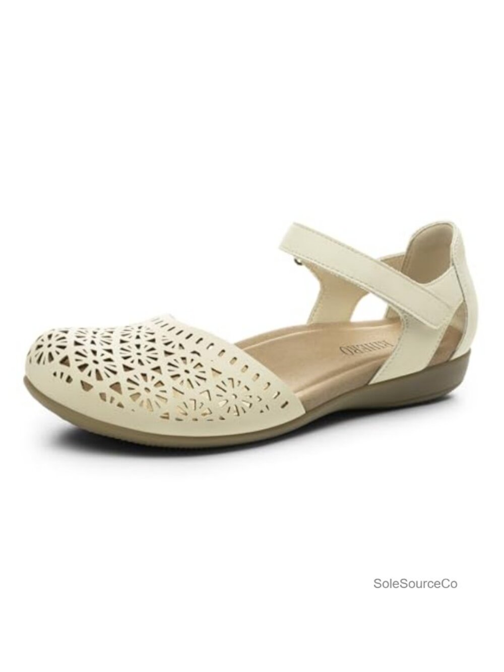 Women's Closed Toe PU Leather Flat Sandals with Arch Support
